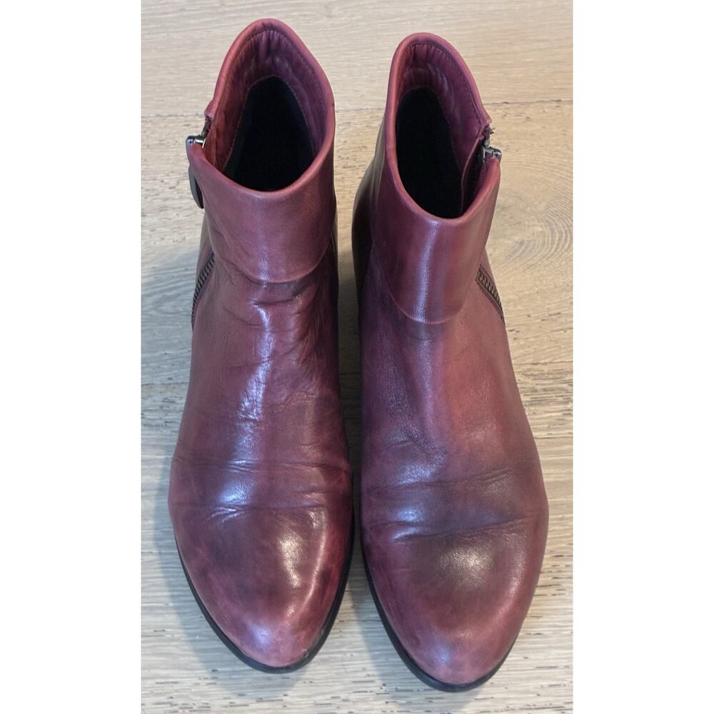 Spring Step Stockholm Leather Zip Up Boot Womens EUR38 US 7.5 Burgundy Red Shoe